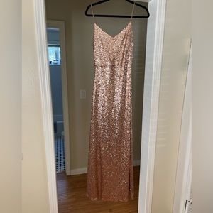 Jenny Yoo rose gold sequence dress